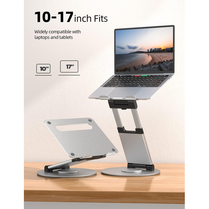 NULAXY Adjustable Laptop Stand - 360° Swivel Base, Height Adjustable up to 20
