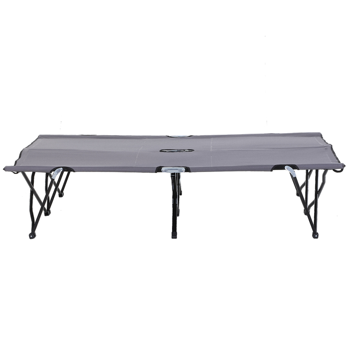 Outsunny Folding Camping Bed for 2 People, Folding Field Bed with Carry Bag, Weight Capacity up to 136 kg, Steel, Oxford Grey, 193 x 125 x 40 cm | Aosom