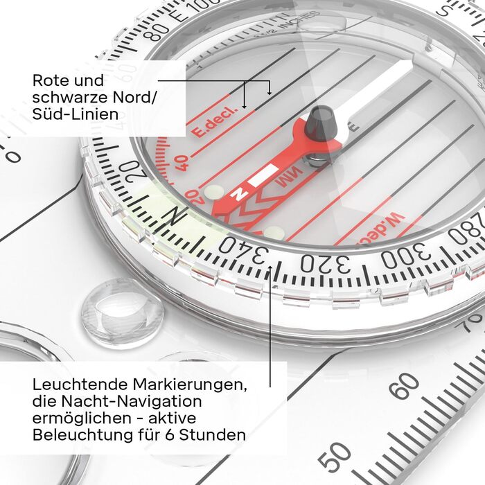 Silva Kompass Outdoor - Expedition 4 Hiking Compass - Map Scales 1:25k, 1:40k, 1:50k - Marching Compass for Advanced Users - Rotating Compass Housing - Military Compass