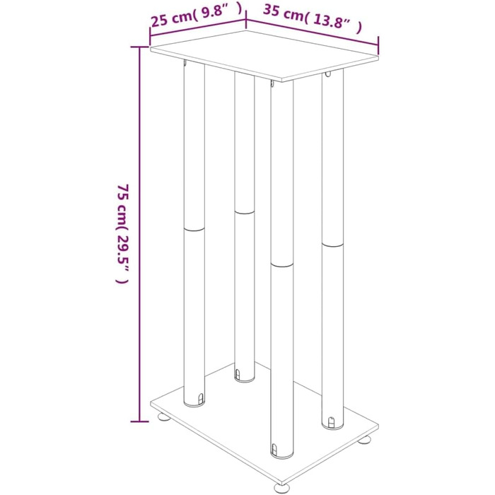 Підставка для колонок vidaXL, 2 шт., чорна, з антиковзкими ніжками, з міцного скла