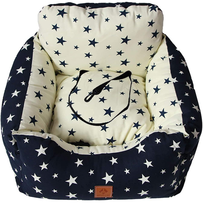 Автокрісло для собак маленьких порід, миється, стійке до плям. Зручне автокрісло для маленьких собак, безпечне, з високоякісного матеріалу та кишеню для зберігання. Супер м'яка бавовна PP, комфортне (Бежевий, Medium)