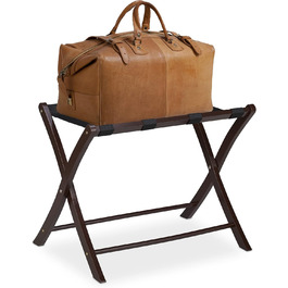 Relaxdays Suitcase Stand, Wood, Folding, Luggage Rack, Suitcase Storage, for Travel Luggage, HxWxD: 52.5x66.5x48 cm, white (Brown)