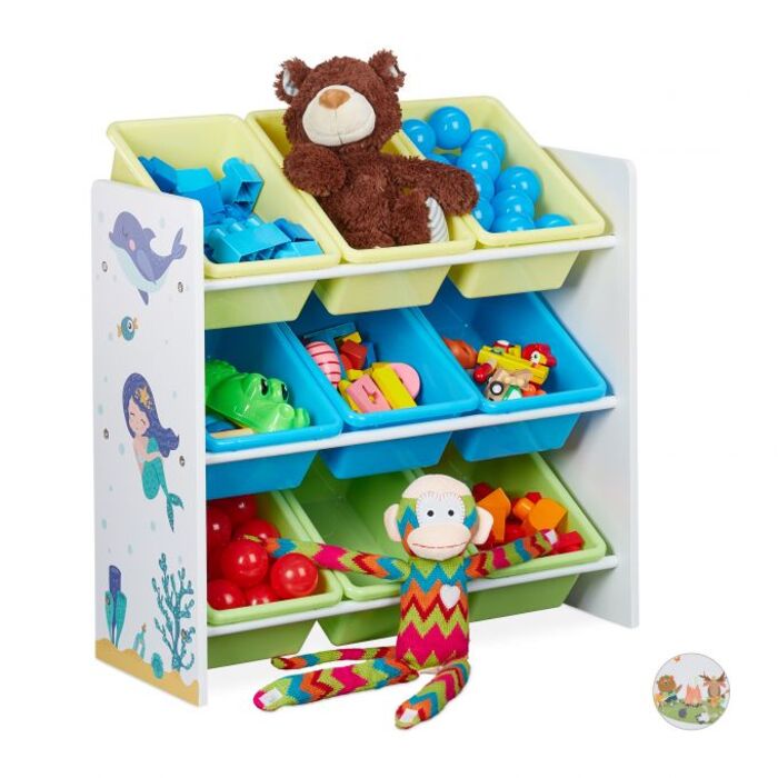 Relaxdays Children's Shelving Unit with 9 Boxes and Motif