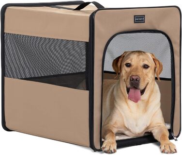 Транспортна переноска для собак Petsfit, розкладний бокс з м'якою підстилкою, M, 61x46x53.5 см, Khaki