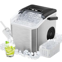 Машина для приготування льоду Klein, 130W, 15 кг/24 год, самоочищення, з лопаткою та кошиком, 2 розміри кубиків, для кухні