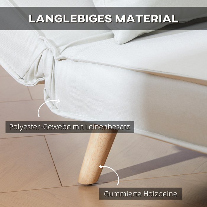 HOMCOM Sleeper Sofa, Single Sofa, Folding Sofa with Adjustable Backrest, Nordic Style, Linen-Look Fabric for Living Room & Guest Room