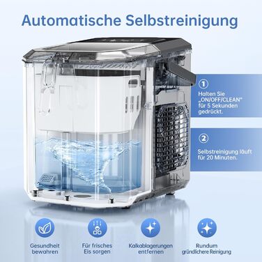 Машина для приготування льоду Ice Maker 1.3л, 9 кубиків за 6 хвилин, самоочищення, тиха, для кухні, офісу, бару, вечірки