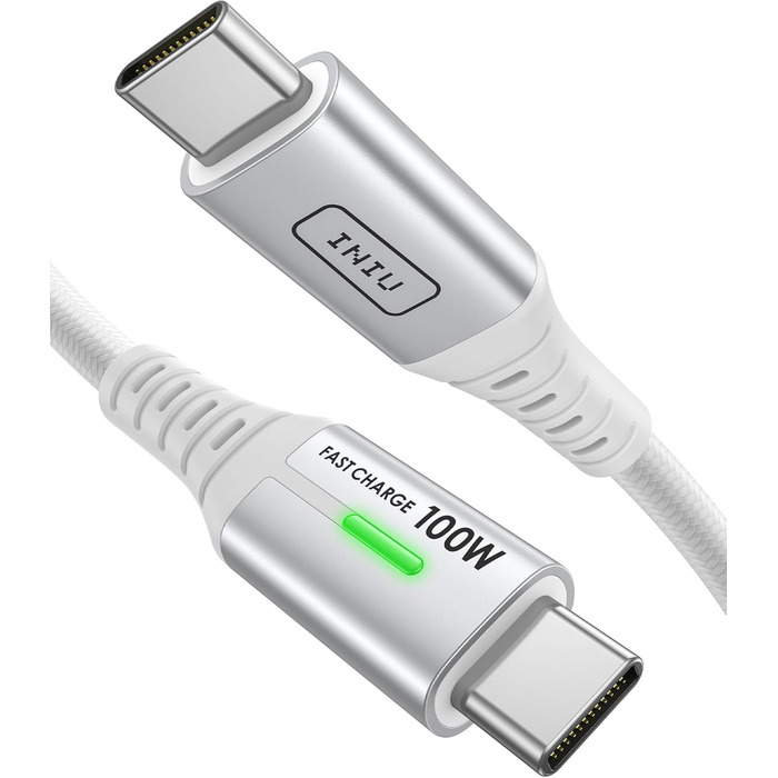 Кабель USB-C 100W з підтримкою PD3.0: 2M, нейлон, для iPhone, Samsung, Pixel, iPad, MacBook