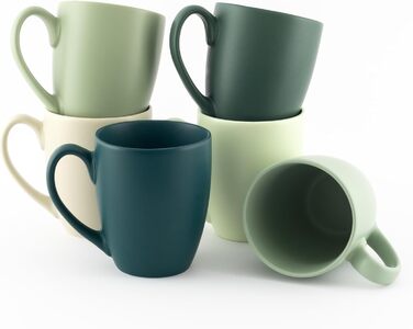 Large Coffee Mug Set – Coffee cups made of high-quality and sturdy ceramic, large handles, large mugs (natural colors, set of 6)