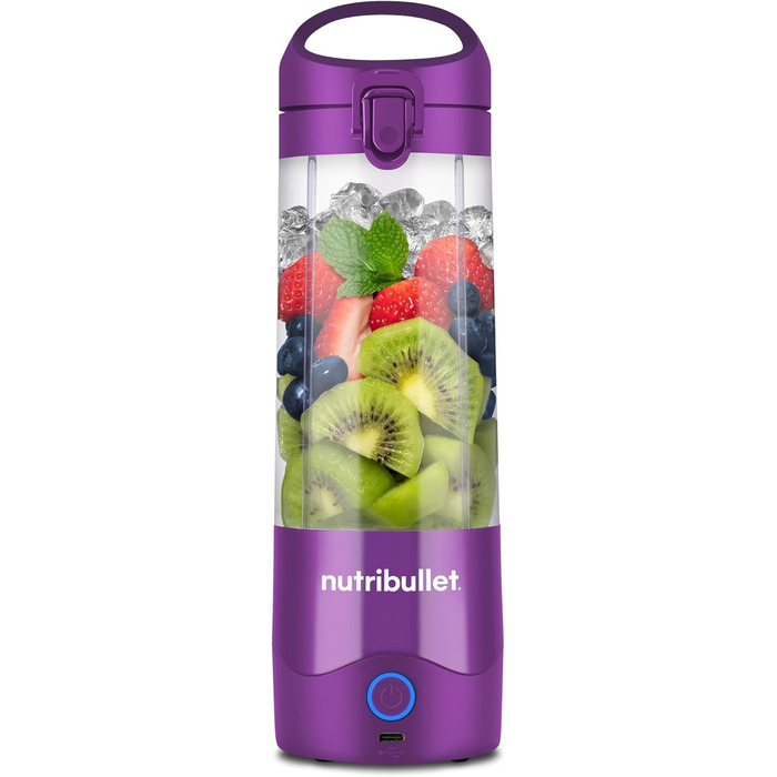 NutriBullet Immersion Blender, Immersion Blender, 475ml BPA-free, Mini-Mixer, Multi-Function Mixer, USB-C Charger, over 15 blending cycles, Violet, NBP003PU Portable Violet
