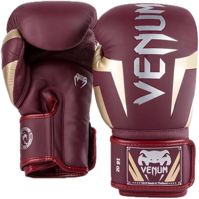 Боксерські рукавички Venum Elite Бордовий/Золотий 14 Oz
