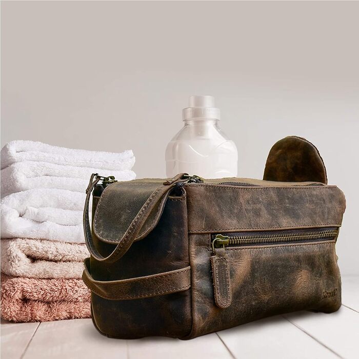 KomalC Travel Culture Bag made of high-quality buffalo leather for women and men