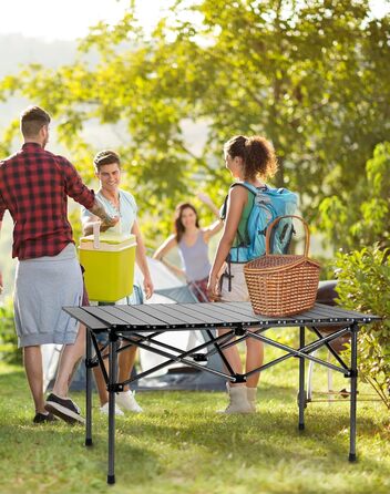 Складний стіл QWORK® для кемпінгу, подорожей, пікніка 95x55x50 см, чорний