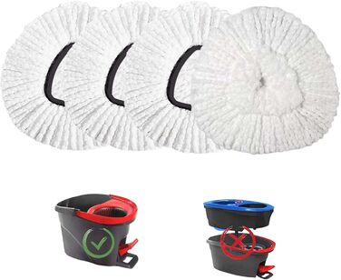 Replacement heads for O-Ceda mop, replacement head, replacement mop heads, microfiber replacement mop refills, easy cleaning, machine washable, pack of 4