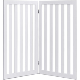 Захисний бар'єр для собак COSTWAY 89 см, 4 панелі, дерев'яний, дитячий, розкладний, захист від сходів, гнучкий, білий
