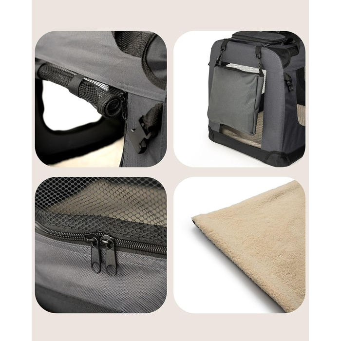 Транспортна переноска для собак та котів Lionto, складана, 50x34x36 см, сіра