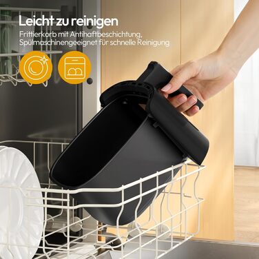 Аерофритюрниця LLIVEKIT 5.5л для 2-4 осіб: 8-в-1, з вікном, чорна. Економія олії 95%, енергії 70%, підтримання тепла