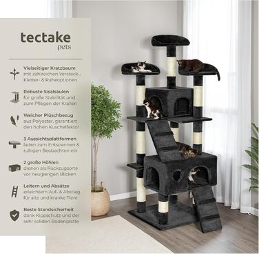 Дряпка для котів Tectake® - середня висота, різні кольори (чорний)