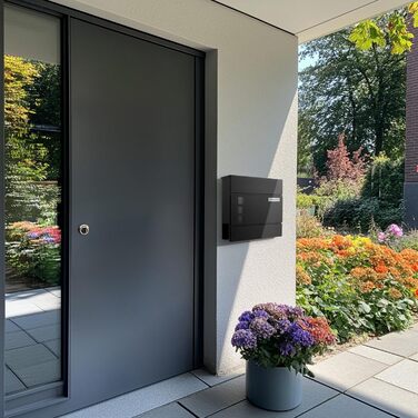 Поштовий ящик Zedelmaier з нержавіючої сталі, персоналізований, настінний, з відділенням для преси, 2 ключі, антрацит, 33x31x10 см