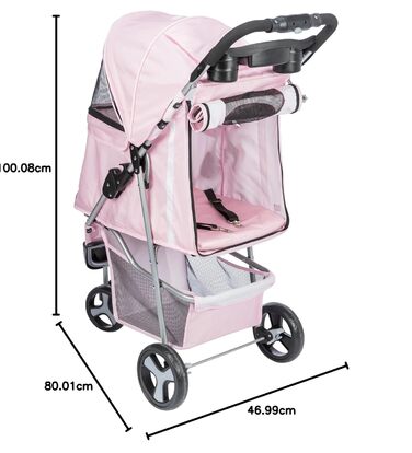 Тріксі Складаний візок для домашніх тварин (кішки та собаки), рожевий