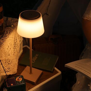 Світлодіодна настільна лампа Aigostar акумуляторна бездротова, димується сенсорним дотиком, 3 режими світла, водонепроникна IP54 для дому та саду (Світло-коричнева)