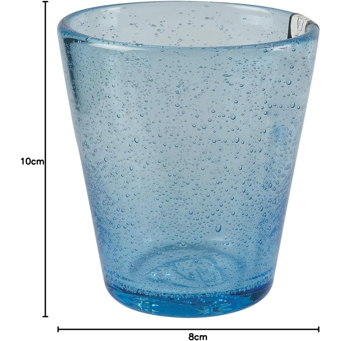 Villa d'Este Home Tivoli Cancun/Marea Set of 6 Water Glasses, 330 ml, made of hand-blown glass, with shades of blue