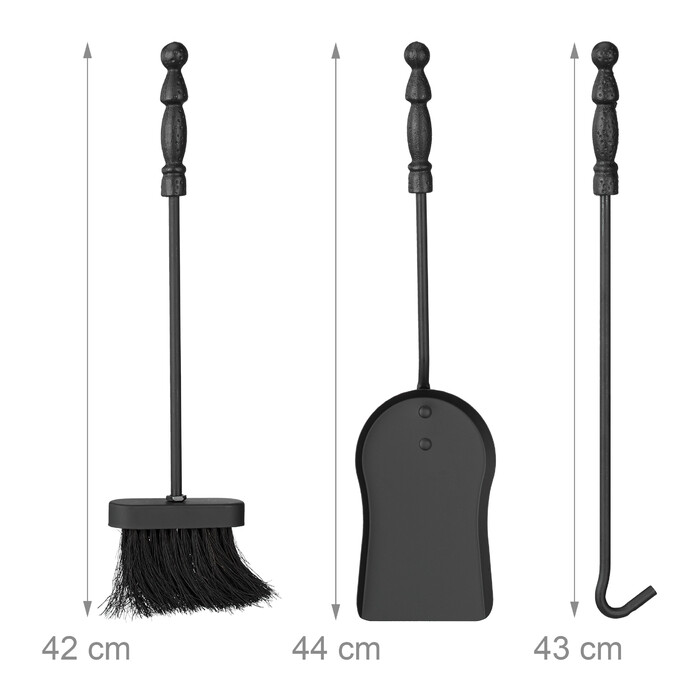 Relaxdays Fireplace Set Knight Cast Iron 4-Piece