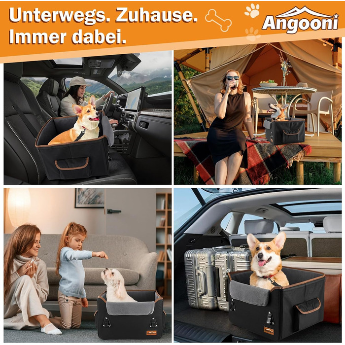 Автокрісло для собак: безпечне та комфортне з кишеньками та плюшевим подушкою (чорний)