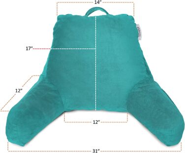 Підголовник для ліжка Clara Clark з підлокітниками та кишенями, для дітей, підлітків та дорослих, блакитно-зелений, преміум якість