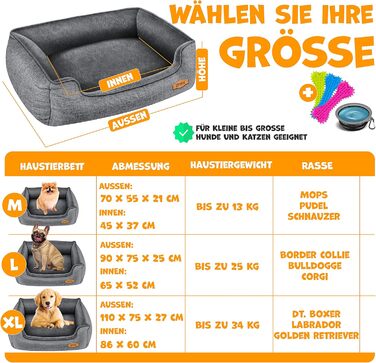 Крісло-лежанка для собак Lovpet® XL, 110 x 75 x 27 см, сіре. З мискою та іграшками. Лежанка для собак великих, середніх та маленьких порід. Знімна та пральна наволочка.