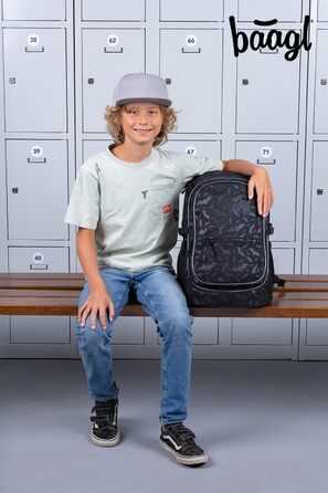 Шкільний рюкзак Baagl для хлопчика (3 шт.): рюкзак, пенал, сумка. Ергономічний, для початкової та середньої школи. З нагрудним ременем.