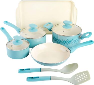 Набір кухонного посуду Spice by Tia Mowry 10 предметів, кераміка, антипригарне покриття, м'ятний колір