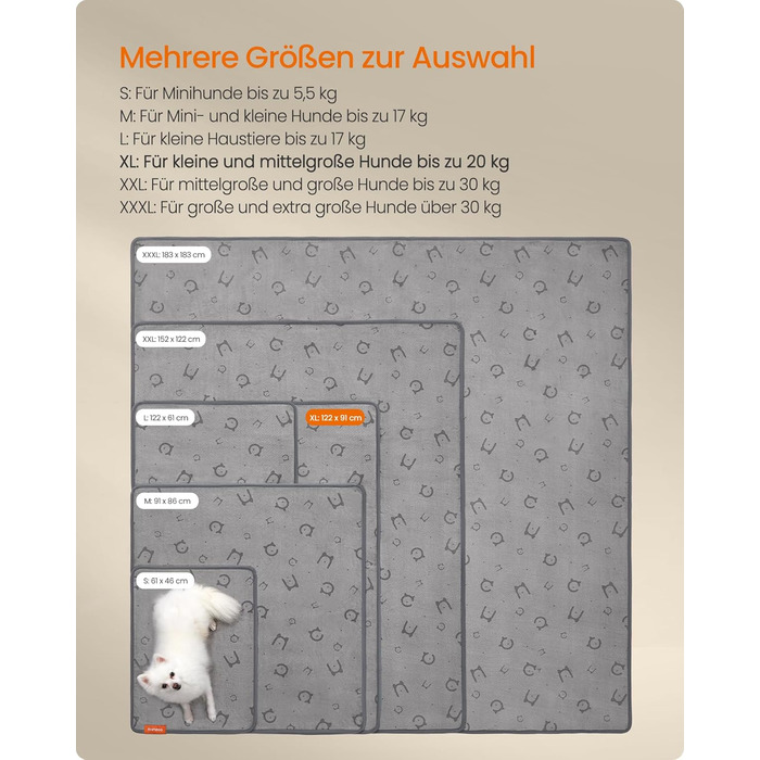 Водонепроникний килимок для собак Feandrea, 2 шт., 122 x 91 см, XL, з антиковзаючим покриттям, для собак, котів, кроликів, сірий