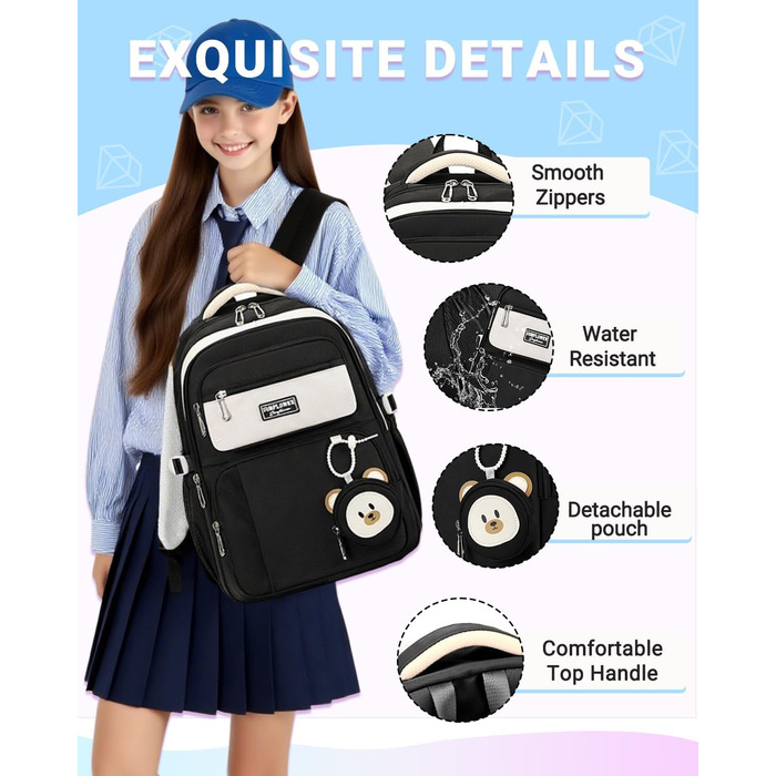 Дитячий рюкзак для дівчаток Kinderrucksack: 32L, 2-10 клас, легкий, з дихаючою спинкою та м'якими лямками. Ідеальний для школи.