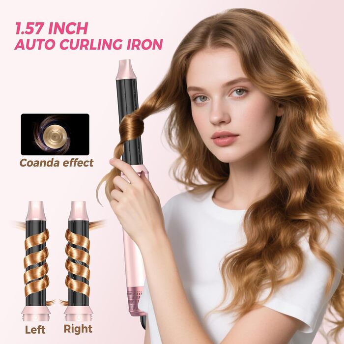 Мультистайлер для волосся 5 в 1 Atopskins Air Styler 1000W: фен-щітка, вирівнювач та плойка для сушіння, завивки та гладкого волосся, колір Creamrosa