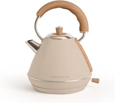 Retro Electric Kettle - Cream White - 1L Capacity, Fast Boil, Auto Shutoff, Anti-Scale Filter, Water Level Indicator