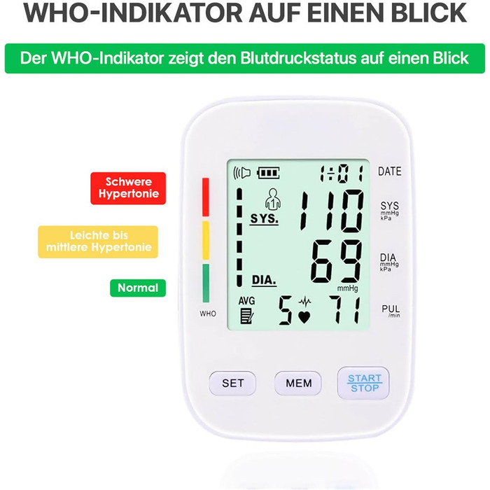 Тонометр на плече Oryzom з визначенням аритмії, 240 місць пам'яті та голосовим виводом – переможець тесту 2025 року, білий