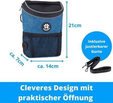 Преміум сумка для цуценят та собак - ідеальна для дресирування та навчання. Функціональна, практична, з відділенням для відходів та дозатором пакетів (Блакитна)