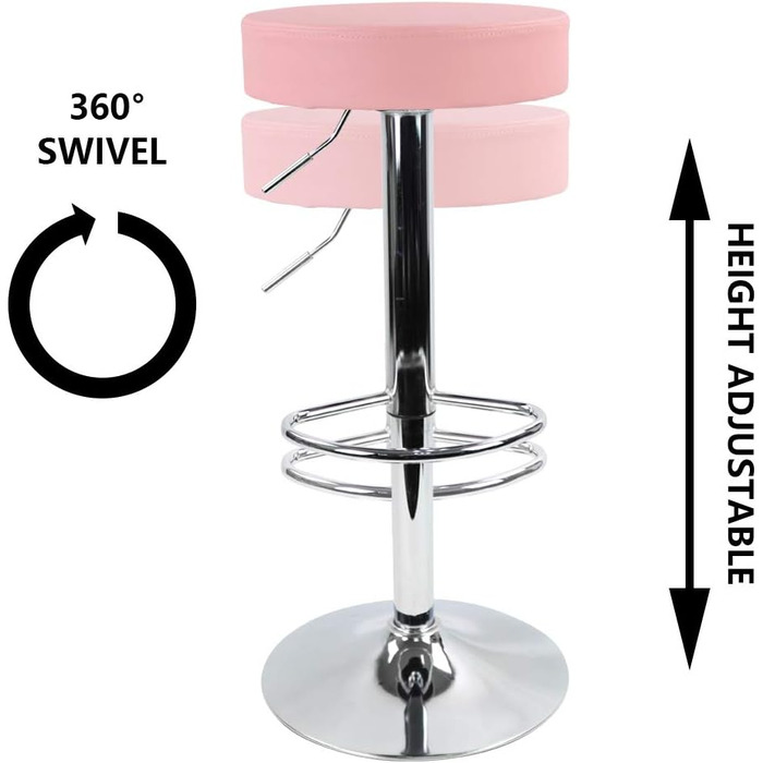 KKTONER Adjustable Height Swivel Bar Stool - SPA, Office & Beauty - PU Leather (Pink)