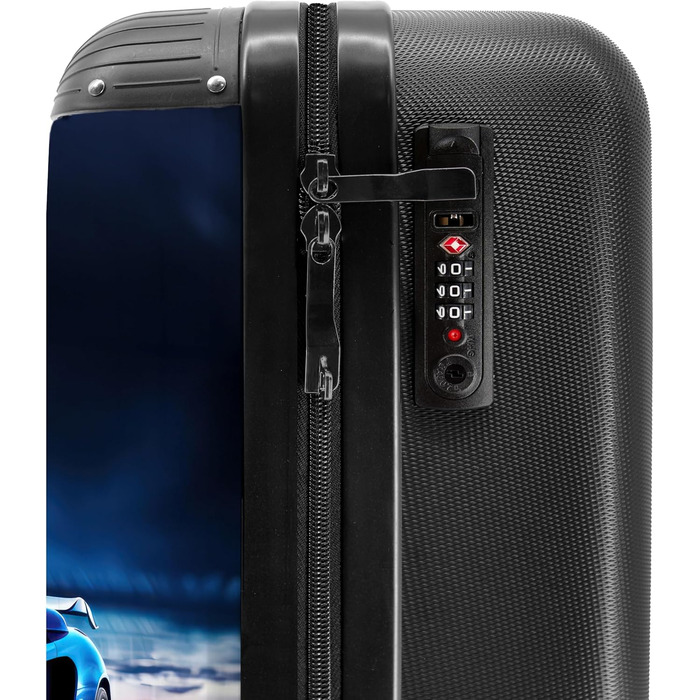 Дитячий валіза-роликовий колірний з ініціалами та іменем, 55x40x20см - валіза для ручної поклажі, валіза для хлопчиків, легкий, з принтом 'Ренн-авто'