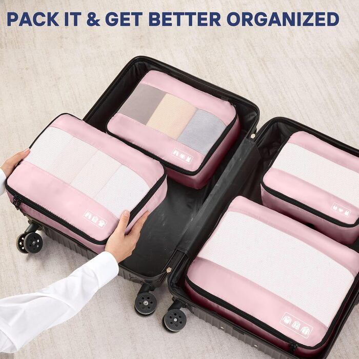 Органайзер для валізи MURISE, 8 шт. - Packing Cubes для подорожей, набір для організації речей у валізі (рожевий)