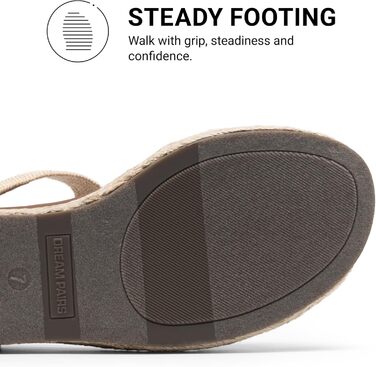 Босоніжки жіночі DREAM PAIRS на танкетці Espadrille, коричневі, 38.5 EU - зручні сандалі для відпочинку та пляжу з підтримкою склепіння стопи