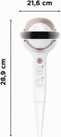 Фен для волосся Rowenta Studio Dry Glow CV5830 з дифузором для кучерявого волосся, 2100 Вт, іонізація, 3 температури, 2 швидкості, білий/рожеве золото
