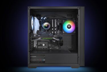 Система водяного охолодження Thermaltake TH280 V2 Sync AIO з дзеркалом Infinity, 2x 140mm вентилятори PWM, високий тиск 3.02 mmH₂O, підтримка синхронізації з материнською платою Intel/AMD (Чорний, 120mm, ARGB)