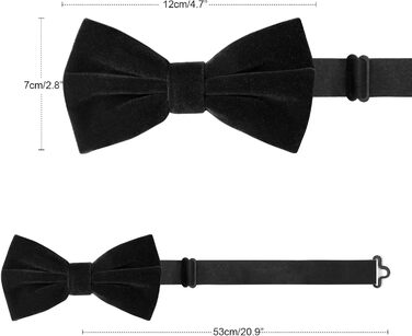 Набір краваток для чоловіків HOULIFE: краватка-метелик з оксамиту, кишеньковий хустинка, запонки - чорний колір, для весілля та формальних заходів