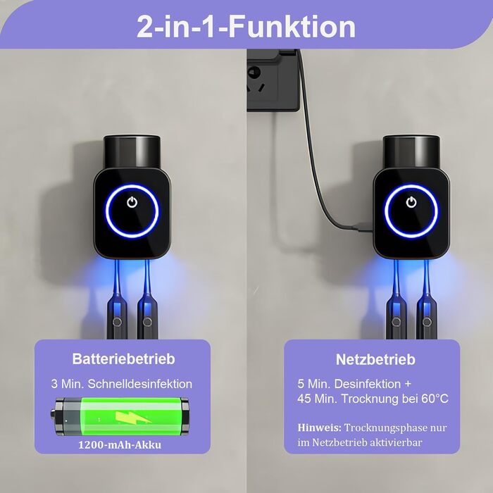 Стерилізатор зубних щіток з УФ-світлом Maxspace, тримач для стаканів, таймер, індикатор (білий)