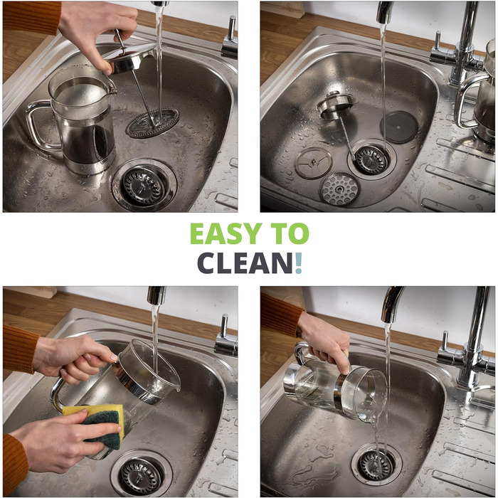 Френч-прес Oliver's Kitchen® 1 літр - скляний заварник для кави, срібний | Елегантний дизайн, для автентичного смаку