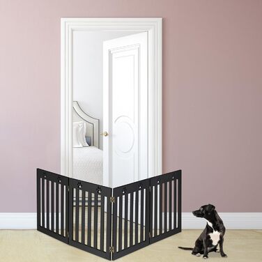 Захисний забірчик для собак Relaxdays, самостійний, 60 x 204 см, чорний, MDF, розкладний