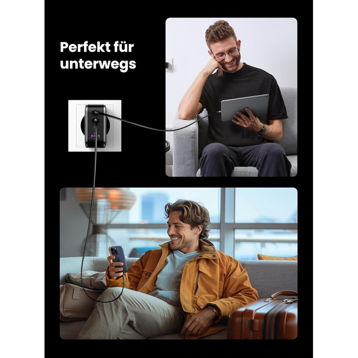 Зарядний пристрій UGREEN 65W USB-C GaN PD з 4 портами для MacBook, iPhone, iPad, Samsung