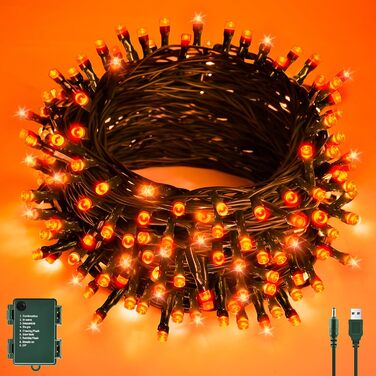 Гірлянда Halloween Cshare, 60 LED, USB/Батарея, Таймер, Водостійка, 6м, Оранжева, для декору саду, дому, на Хелловін